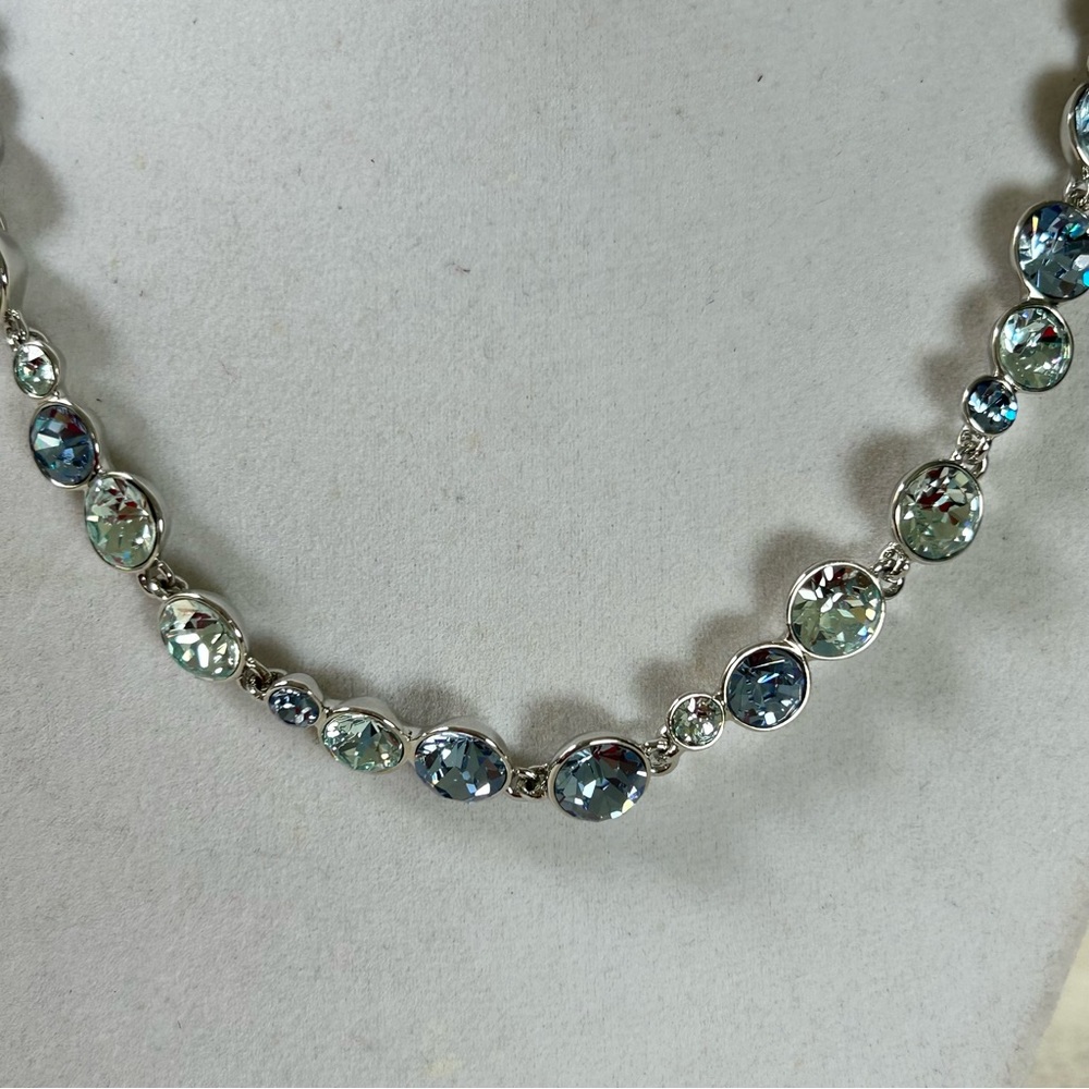NWT Givenchy Multi Crystal Necklace Blue Green Clear Shiny - Picture 5 of 6